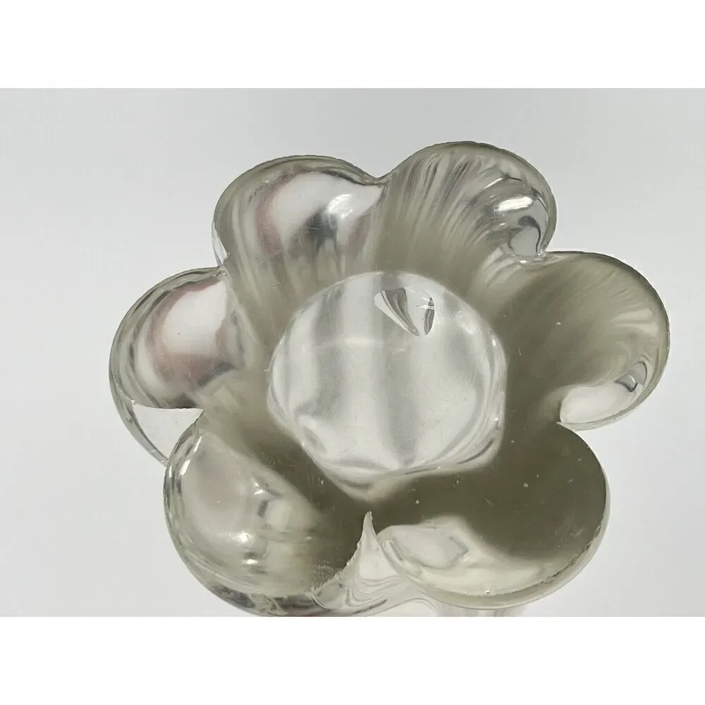 Vintage Clear Glass Swung Stretch Twist Vase Ruffle Top 11.5” Mid Century MCM